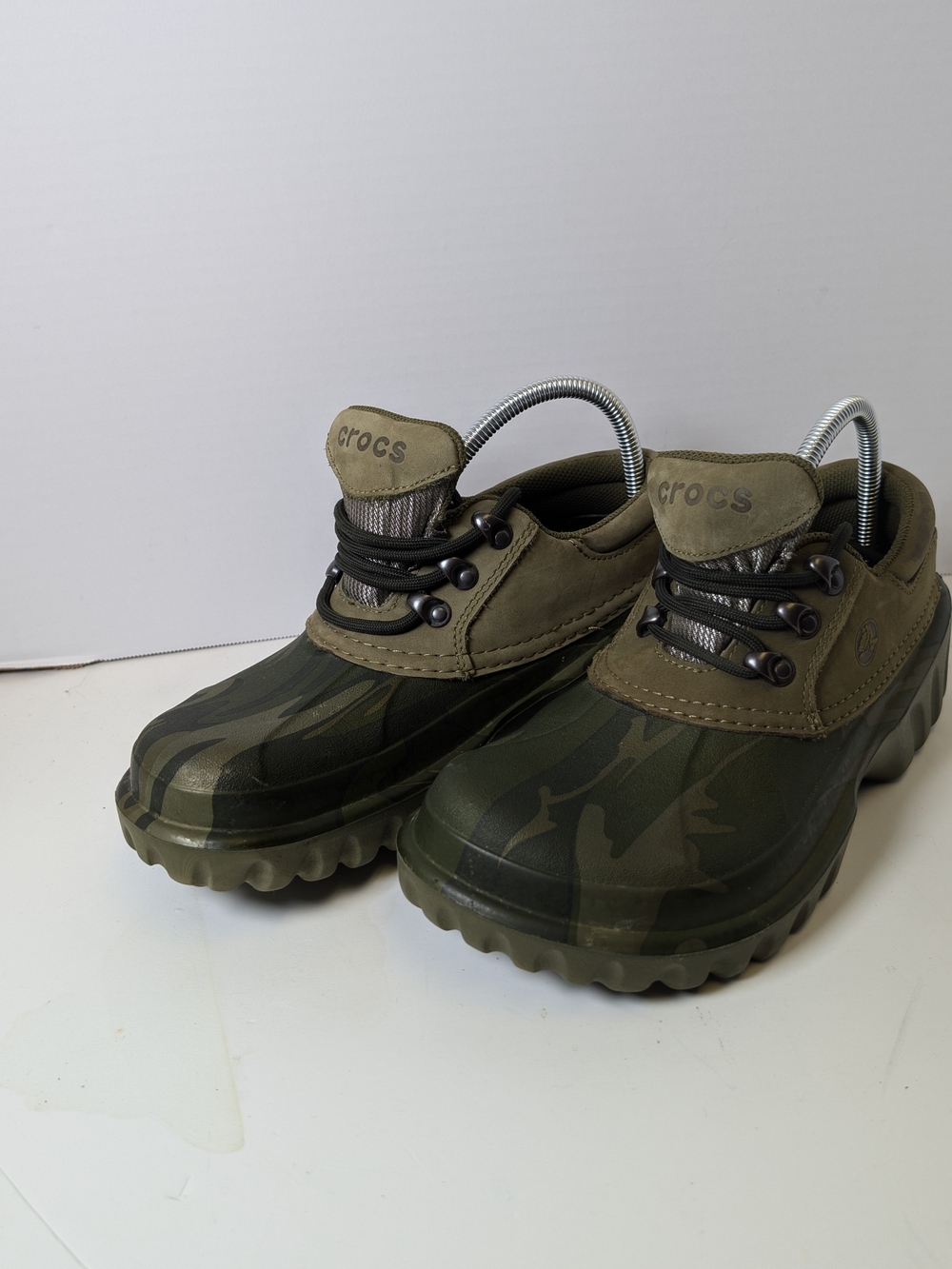 CROCS Men's Camouflage Rain & Snow Duck Boot Clogs in Olive Green